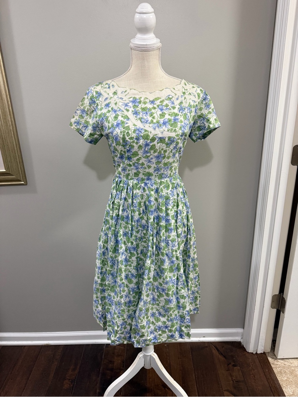 Vintage Handmade Fabric by Liberty of London Floral Fit-and-Flare Dress.